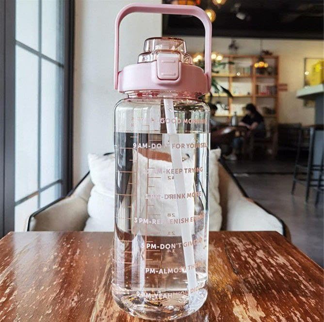 DEVER Motivational Time Marker Water Bottle | with Straw and Flip Top Lid Leak Proof BPA Free Fitness Sports Bottle | for Gym Office Travel
