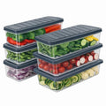 DEVAR Refrigerator Storage Containers | Set of 6 Stackable Fridge Organizer Boxes | with Lids 1200 ml Kitchen Storage | for Fruits Vegetables