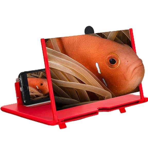 Mobile Phone Screen Magnifier Stand, Foldable Smartphone Amplifier Holder with Enlarged Viewing Lens
