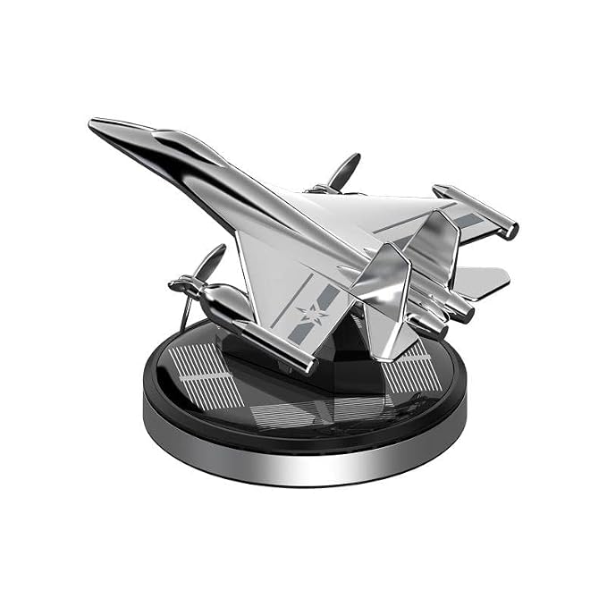 Devar Solar Powered Fighter Plane Car Air Freshener with 360° Rotating Propeller | Dashboard Airplane Perfume Diffuser, 5ml F