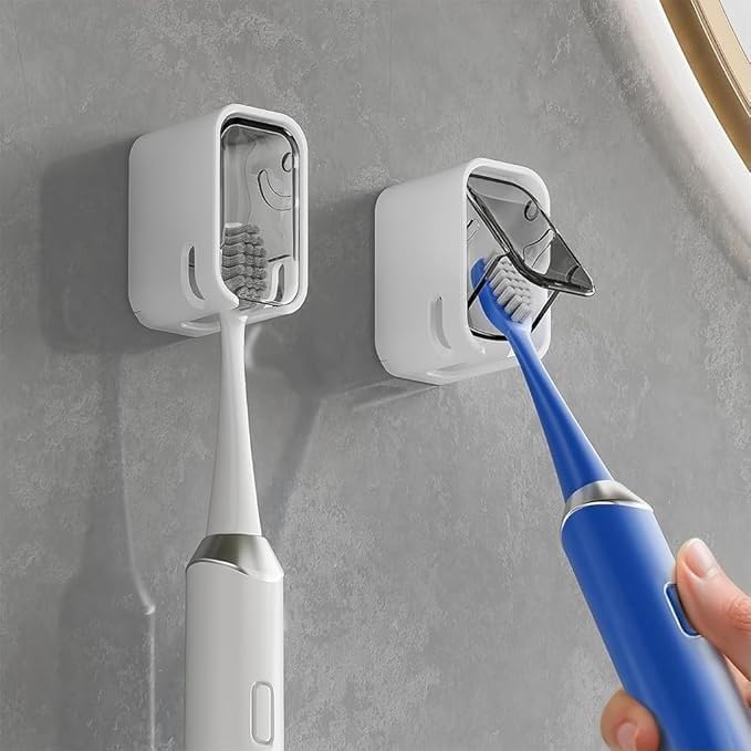 DEVAR Wall Mounted Toothbrush Holder for Bathroom | Adhesive Toothbrush Organizer with Self Drainage Design | Space Saving To