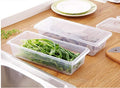DEVAR Refrigerator Storage Container | with Lid and Removable Draining Tray | Rectangular Clear Plastic Food Organizer | Pack of 2