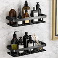 DEVAR Bathroom Wall Shelf Rack with Drain Tray & Guard Rail | Wall Mounted Organizer Metal Storage Shelf for Sink,Vanity | Bathroom Accessories Holder Stand & Toiletry Organizer-Pack of 2