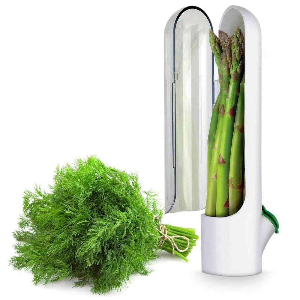 DEVAR Herb Keeper Storage Container with Water Reservoir | Upright Herb Storage Box with Transparent Cover for Refrigerator U