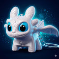 DEVAR Dragon Keychain Toy with LED Light & Moving Wings, Night Fury Glowing Dragon Keychain | Mini Fantasy Figure Creature Charm for Car Dashboard,Bike Keys,Backpack Bag Accessory & Kids Gift (White)