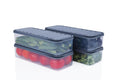 DEVAR Refrigerator Storage Container | with Lid and Removable Draining Tray | Rectangular Clear Plastic Food Organizer Box 1200 ml