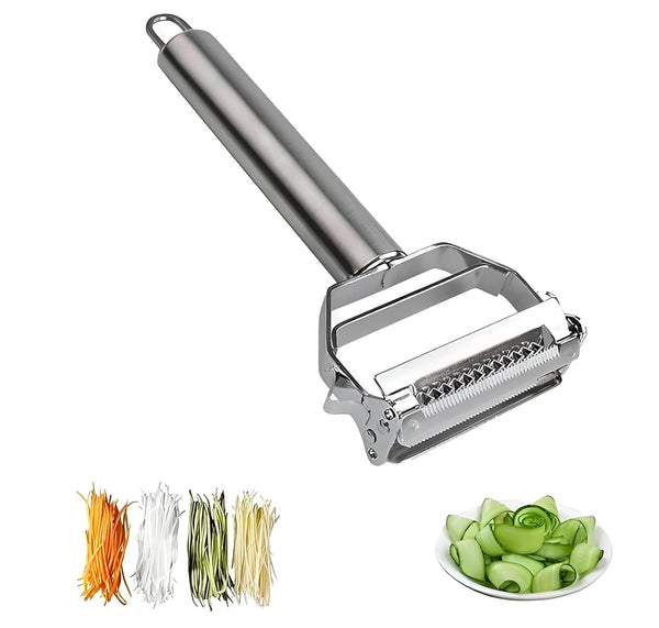 DEVAR 2-in-1 Stainless Steel Vegetable Julienne Peeler, Dual Blade Fruit & Vegetable Slicer, Ergonomic Grip, Sharp Rust-Resistant Kitchen Peeling Tool