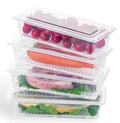 DEVAR Refrigerator Storage Container | with Lid and Removable Draining Tray | Rectangular Clear Plastic Food Organizer | Pack of 4