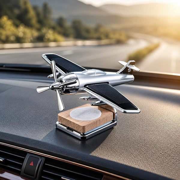 Devar Car Dashboard Solar Airplane Perfume Diffuser 360° Rotating Propeller Air Freshener Solar Powered Aircraft Ornament Auto Interior Decoration Gift