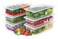 DEVAR Refrigerator Storage Container with Lid and Removable Draining Tray, Rectangular Clear Plastic Food Organizer Box (Pack Of 6)