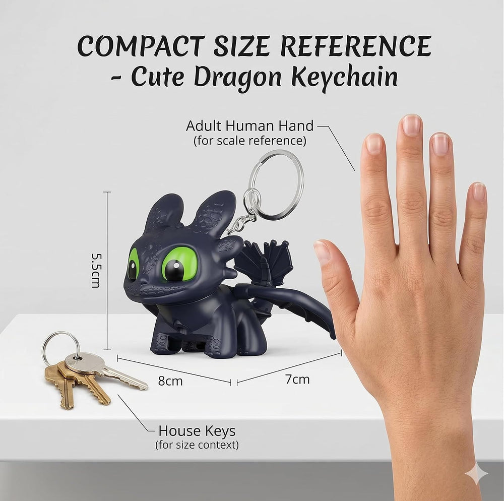 DEVAR Dragon Keychain Toy with LED Light & Moving Wings, Night Fury Glowing Dragon Keychain | Mini Fantasy Figure Creature Charm for Car Dashboard, Bike Keys, Backpack Bag Accessory & Kids Gift
