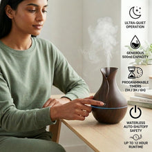 DEVAR Ultrasonic Aroma Diffuser & Cool Mist Humidifier for Home Bedroom | Essential Oil Compatible Air Humidifier with LED Ambient Light | Wood Grain Finish | Touch Control | 30ml Capacity